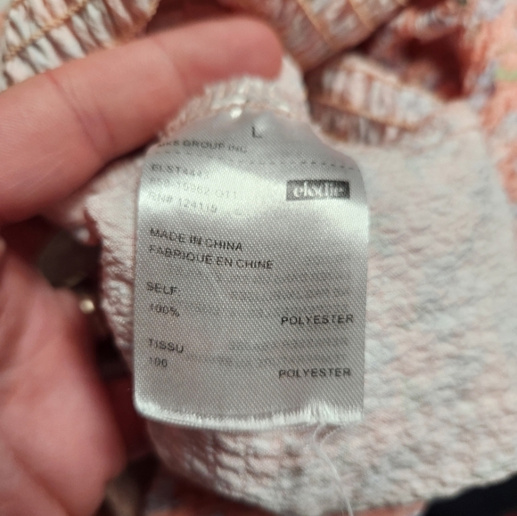 Elodie peach rouched smocked floral print crop top size large - Picture 12 of 12